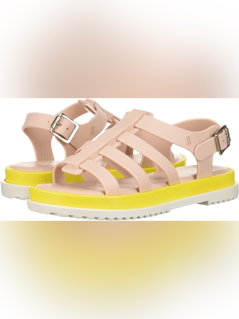 Melissa Flox III in yellow pink jelly fisherman sandals platform SZ 36 / US 5
